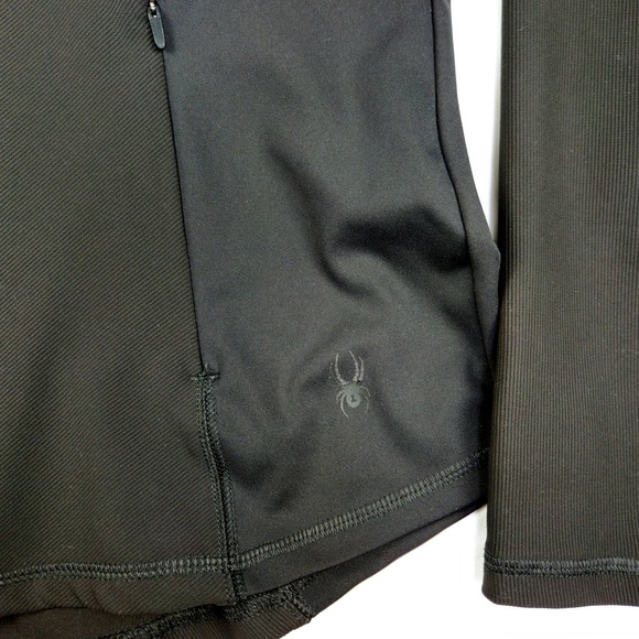 Spyder Active Women Black Full Zip Mock Neck Athletic Jacket Medium Thumbholes - Picture 2 of 7